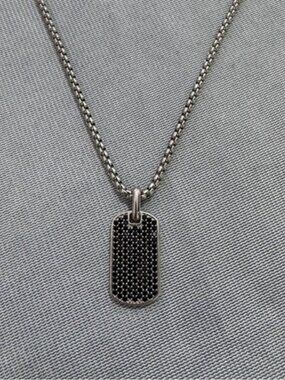 David Yurman Silver Necklace with Black Pendant